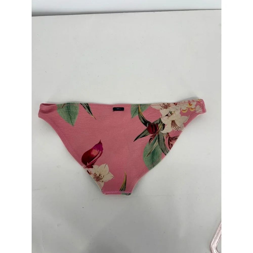Triangl Sz M Floral Bikini Bottom Swimsuit‎ Low Rise Pink Green Tropical Beach